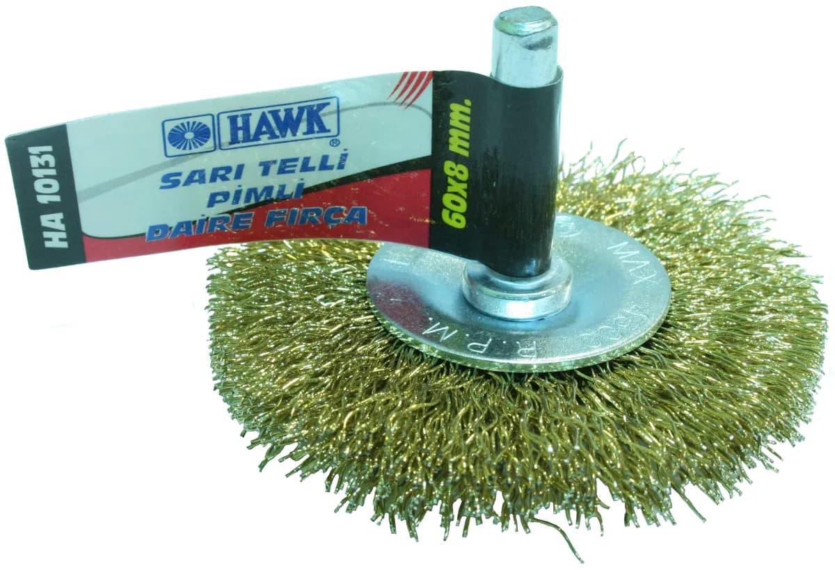 Hawk HA10131 Sarı Telli Pimli Daire Fırça 60x8 mm